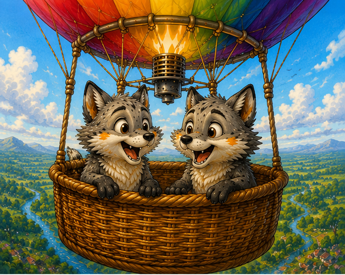 CoCo and MoMo go up in a Hot Air Balloon
